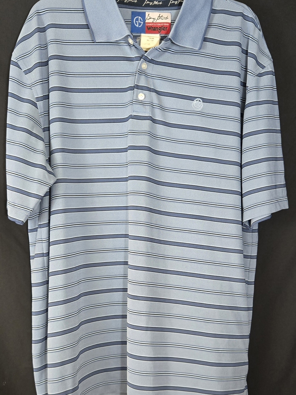 George Straight Wrangler Men’s Light Blue Striped Polo Shirt #591